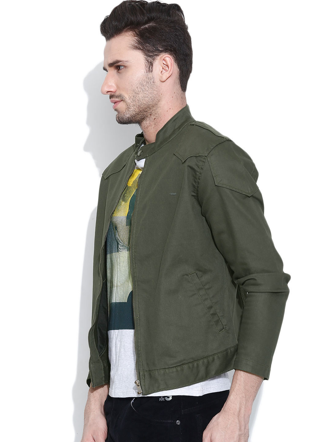 olive green jean jacket